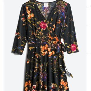 Charlotte Faux Wrap Knit Dress in Black